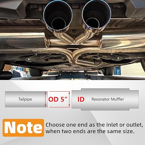 Miniatura 53 de A-KARCK Resonador de escape de entrada de 4 pulgadas, entrada de 4 pulgadas, salida de 4 pulgadas, silenciador de longitud total de 30 pulgadas, 1