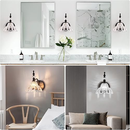 Miniatura 7 de HDDFL Lámpara de baño sobre espejo, accesorios de iluminación de tocador negro mate, apliques de pared modernos para dormitorio, baño, pasillo, sala