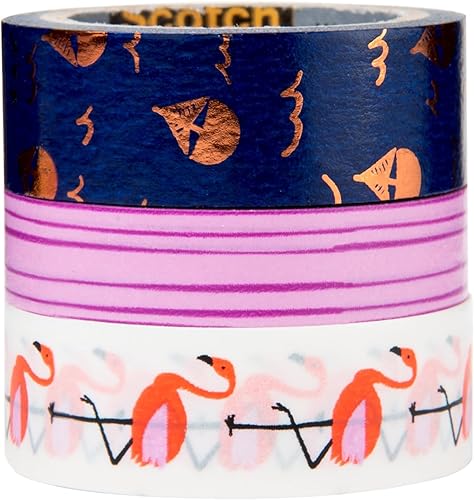 Miniatura 2 de Scotch Expressions - Cinta washi, 3 rollos, tamaños surtidos, ideal para decoración y manualidades (C1017-3-P31)