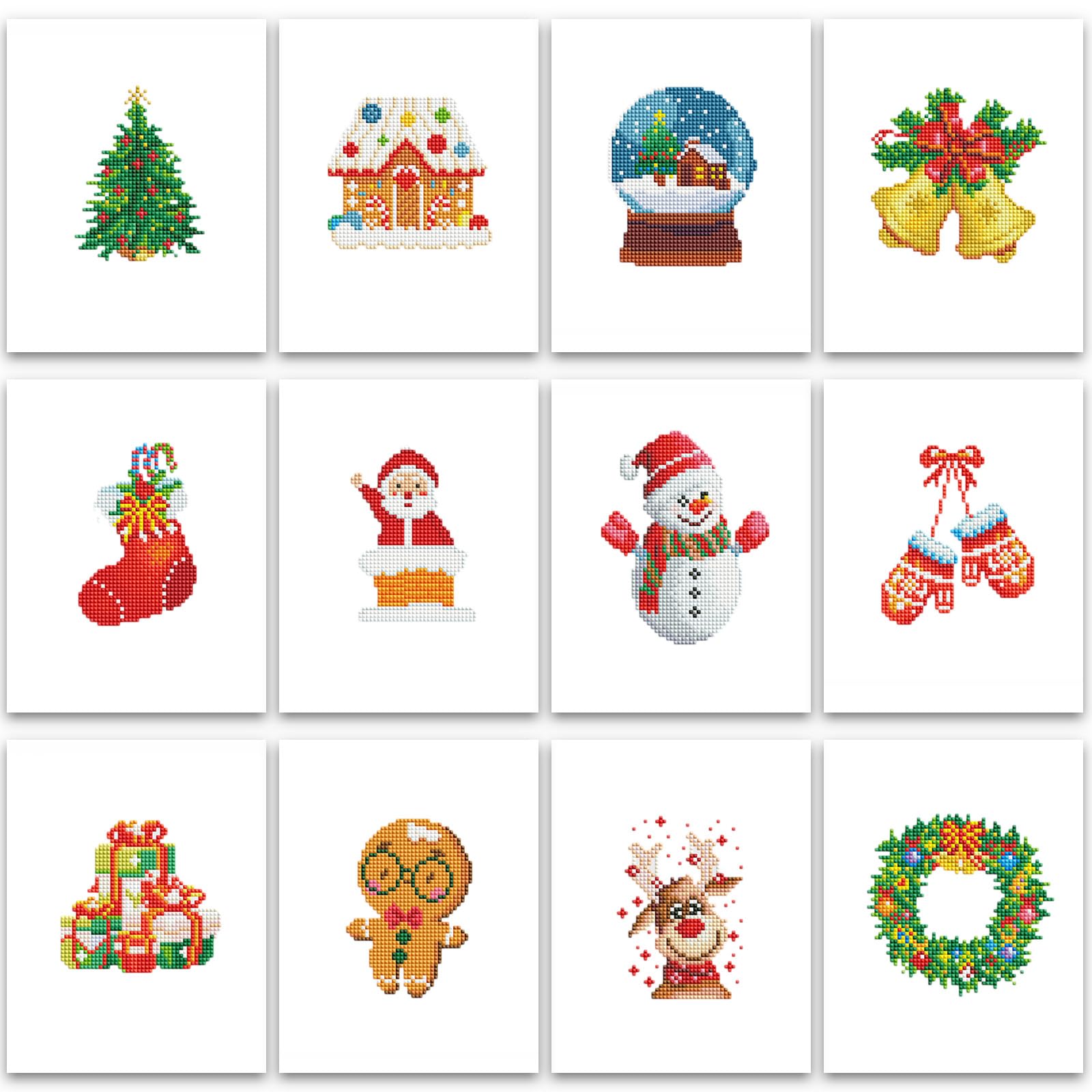 PeakLuv Christmas Decorations Diamond Painting Kits, 12 Pcs Small Diamond Art Kits for Adults Beginners, 5D DIY Square Drill Diamond Dots, Quickly