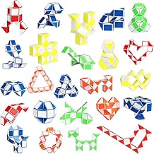 Ganowo 24 Pack Fidget Snake Cube, Mini Twist Puzzle Party Bag Fillers Bulk Toys for Kids Teens Birthday Stocking Stuffers Party Favors Supplies Goodie Bags Fillers, Random Colors