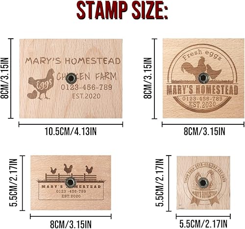 Miniatura 2 de Sellos de cartón de huevos personalizados, 4 tamaños, sello de pollo personalizado, 12 diseños, sello de goma para cartón de huevos, sellos de