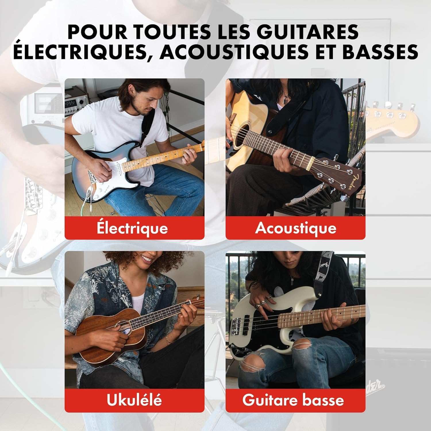 Accordeur à Pince Numérique Chromatique - Pour Guitare, Basse, Violon, Ukulélé, écran LCD, Clip Rotatif - 12