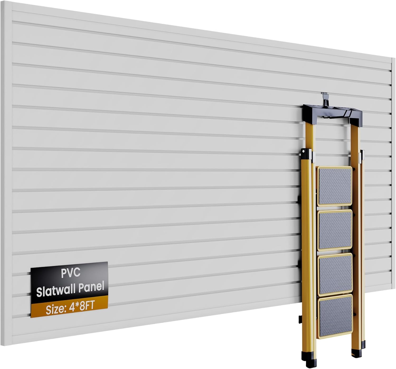 SMARTSTANDARD Heavy Duty PVC Slatwall Panels 4x8 ft, Interlocking Garage Wall Organizer System, Tool Board for Retail Display, Workshop & Home Storage - Black