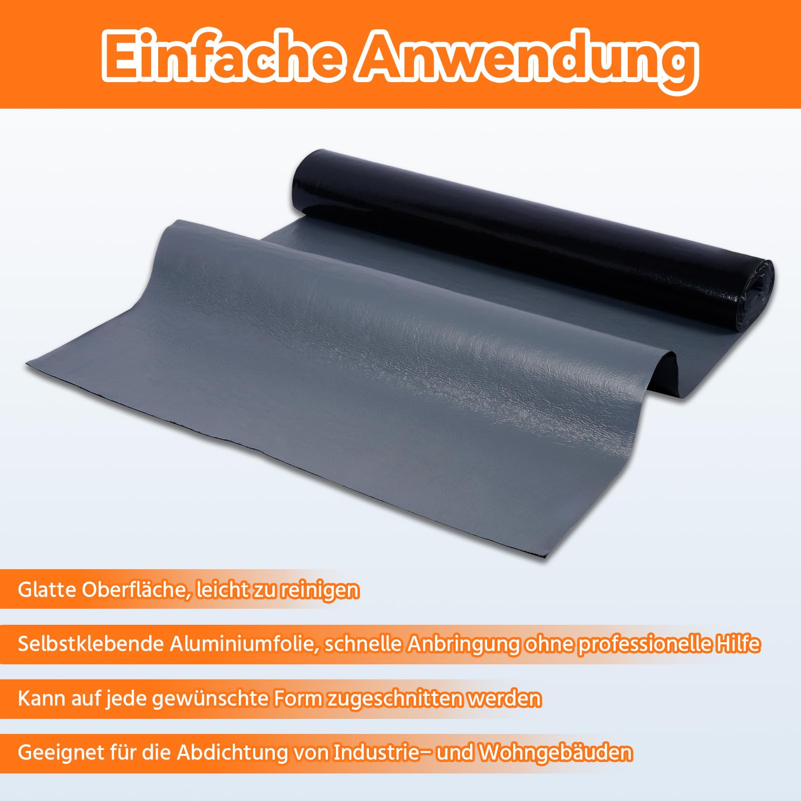 MYOYAY Dachfolie Selbstklebend 10㎡ 1 x 10 m Wasserdicht für Dach Flachdach Carport Garage Schwarz