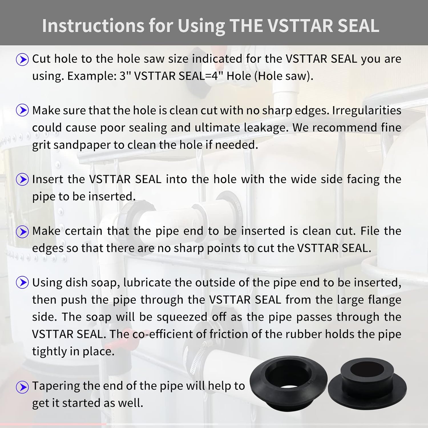 2 Pack 3/4" Vsttar Flexible Tank Adapter (Bulkhead) - Flexible Pipe-to-Tank Seal