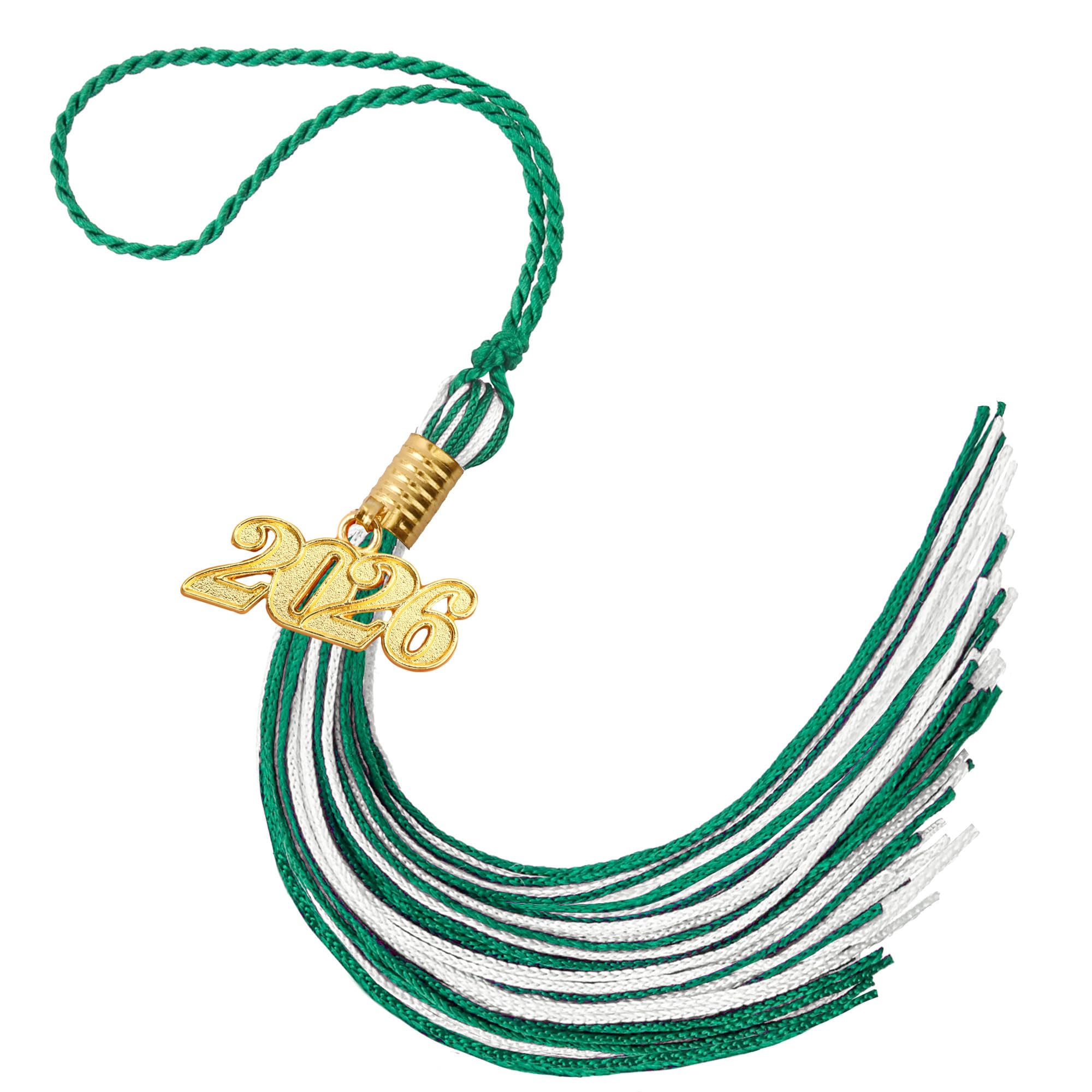 Photo 1 of 2026 Tassel Graduation, Green and White Graduation Tassel, 2026 Tassel Charms for Graduations Cap Decorations, Tassels Memorial Grad Cords for College High School Graduate Hat Ceremonies Accessories