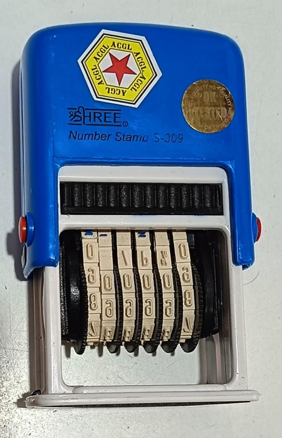(2MM) Number Stamp – 6 Digits (Incl. ₹, Kg, No.) | Blue Ink | Self-Inking Numbering Stamp | Only for Paper Use | Not for Plastic or Non-Porous Surface
