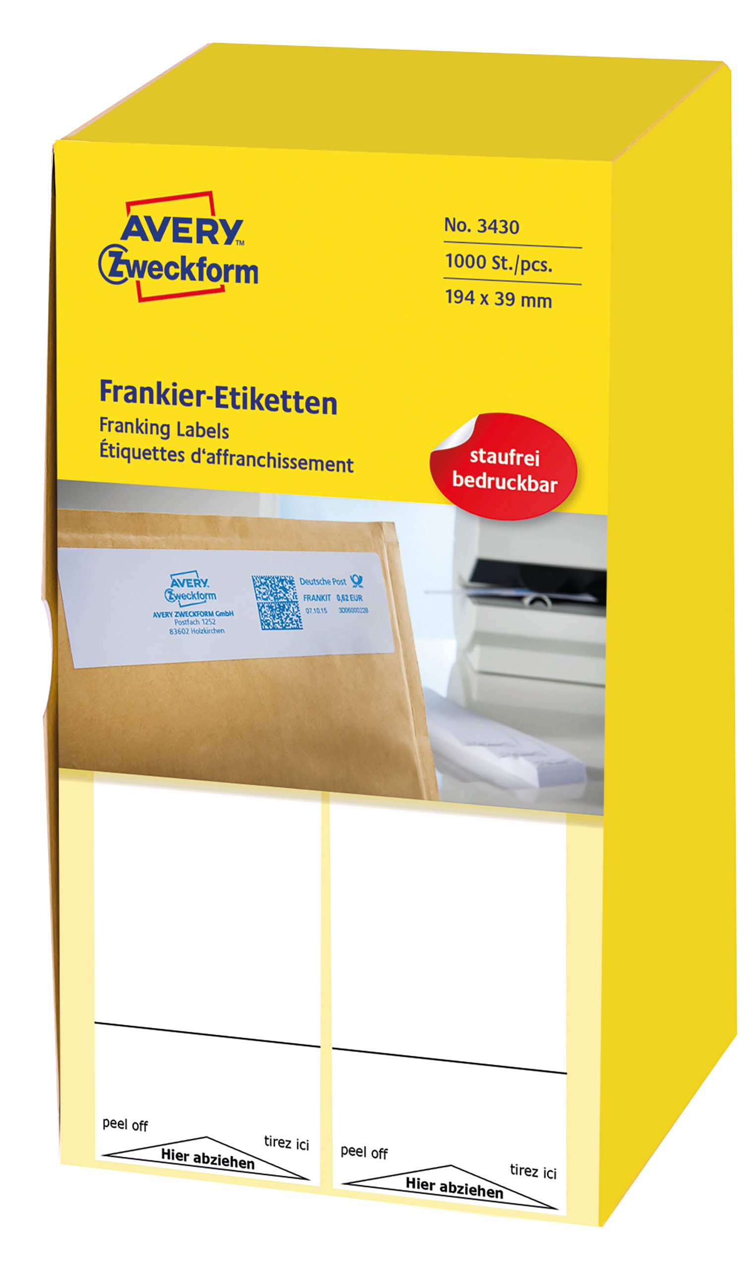 Étiquettes Avery Zweckform 3430 pour machine à affranchir Neopost