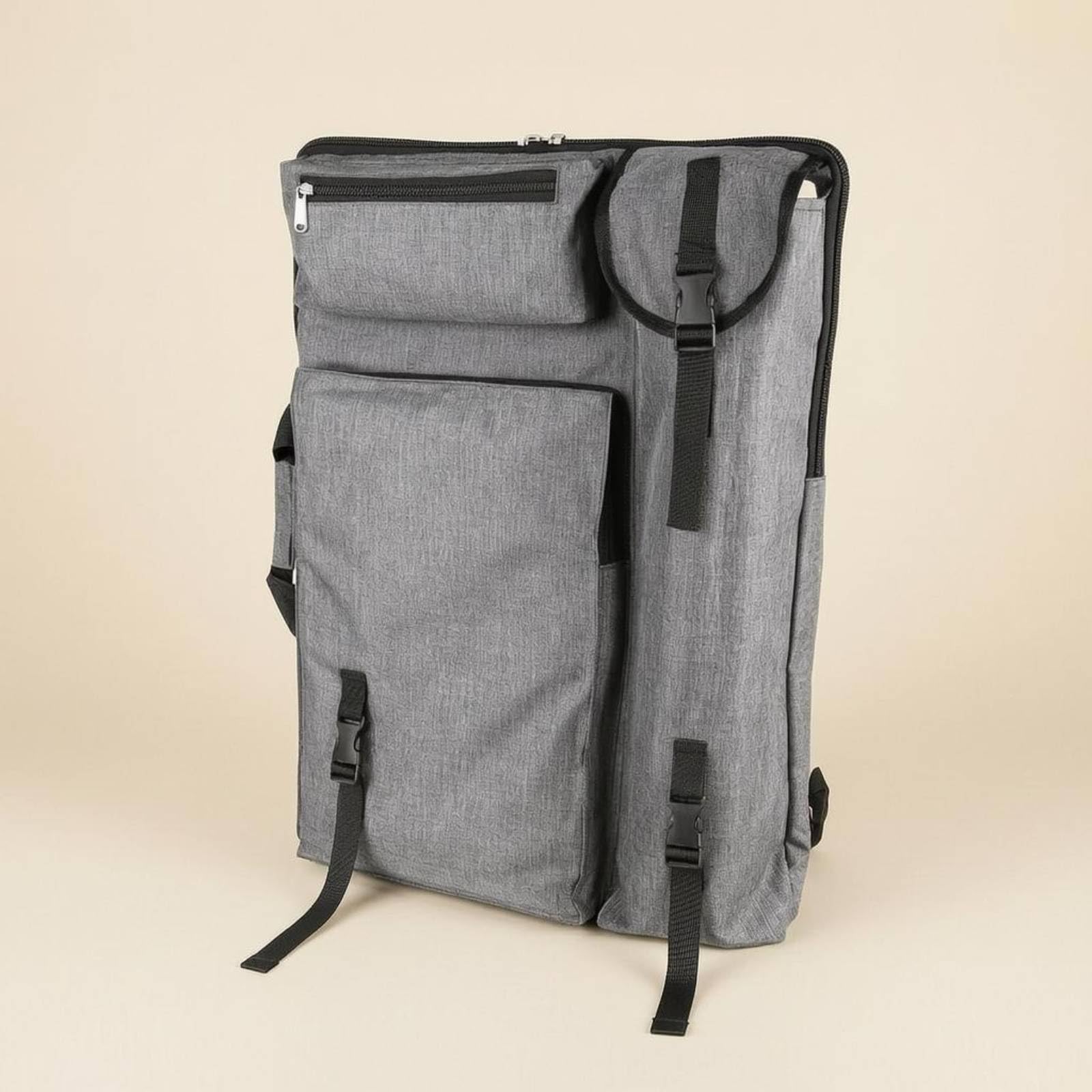 Gralara Canvas Zeichentasche Leinwandstoff Maltasche mit Fächern Stabil Maltasche für zum Zeichnen, Grau, A-Modell Grau