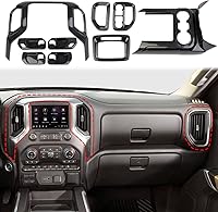 Vista 7 de Kit de tablero de consola central de fibra de carbono para Chevy Silverado/GMC Sierra 1500 2500 3500 2019-2026 (juego de 8 piezas)