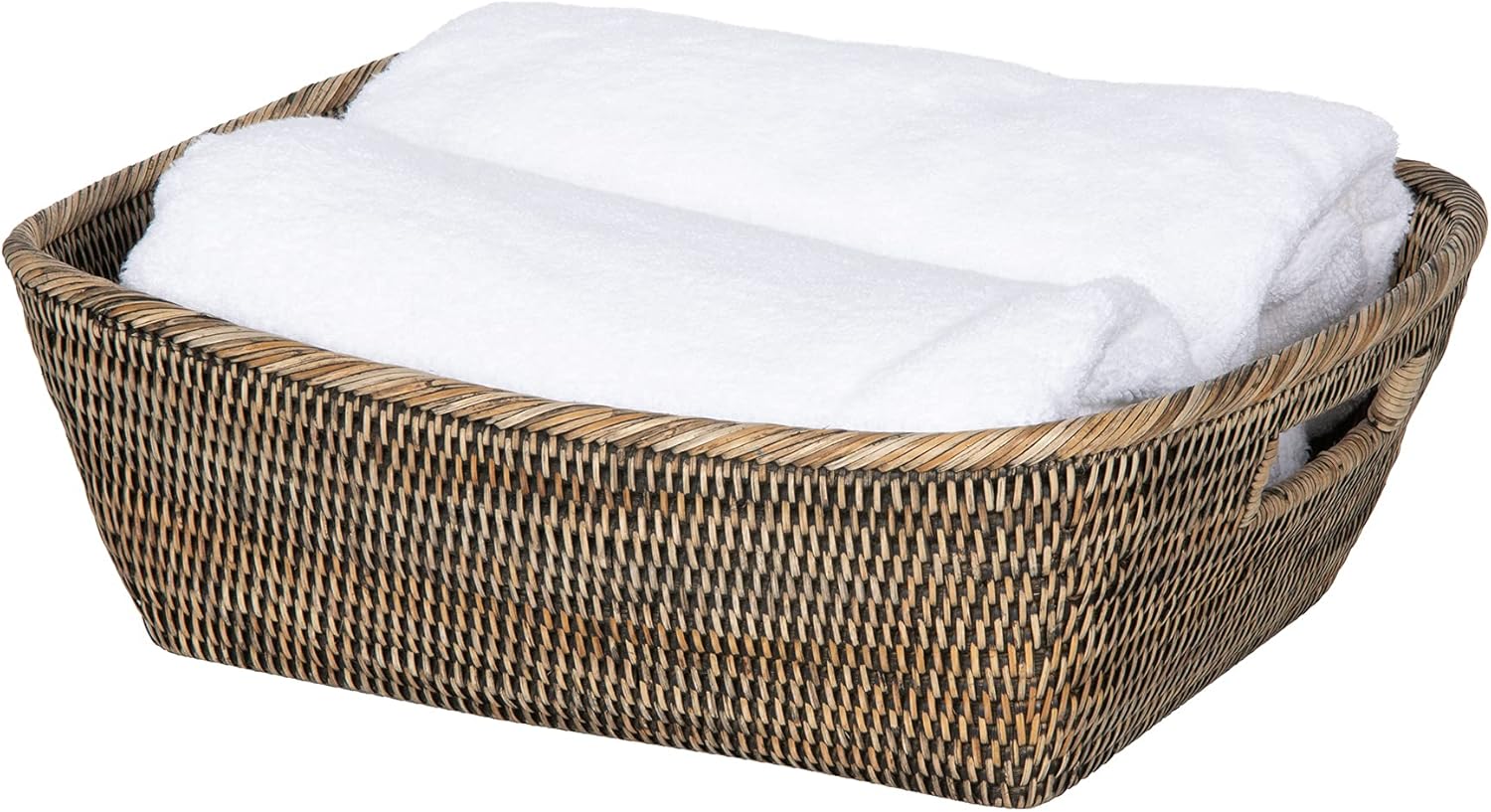 La Jolla Oblong Rattan Storage and Shelf Basket Black Wash