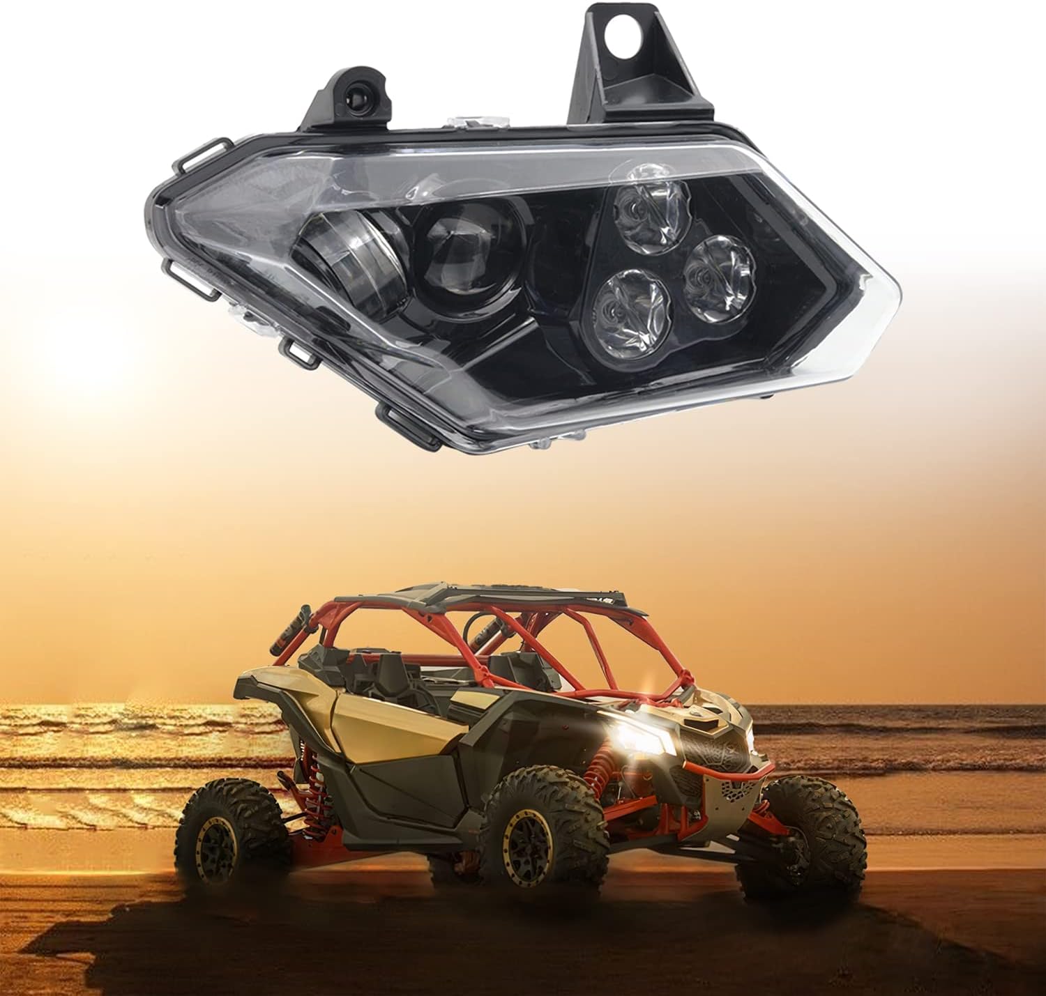 LED Driver Headlight Assembly Clear Lens Compatible with Can Am Maverick X3 Max X3 R Turbo DPS 2017-2018
