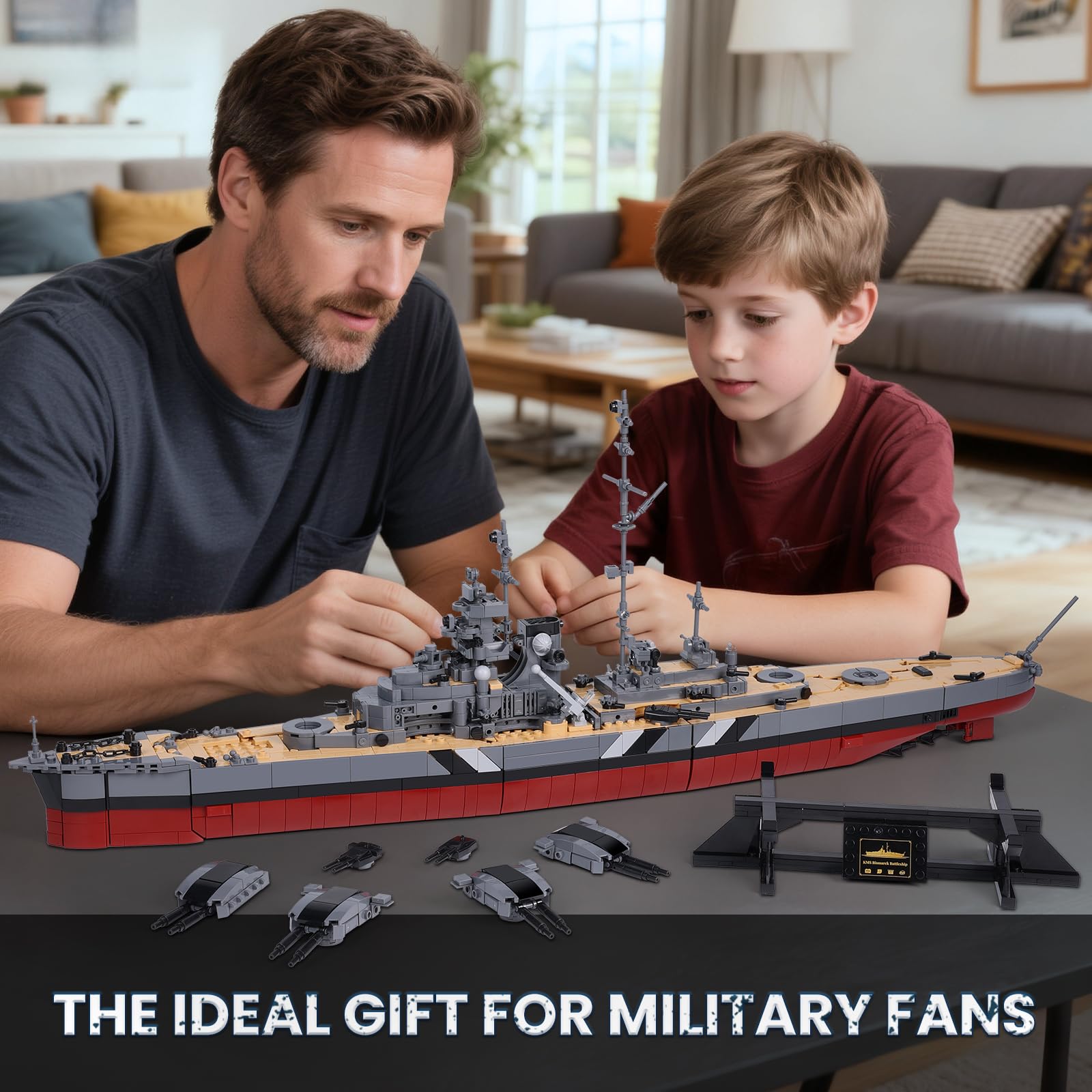 JMBricklayer Bismarck Navale 60015 Modello da Costruzione, 2537 Pezzi Nave WWII per Adulti, Modello MOC da Esposizione, Regalo per Appassionati 14+