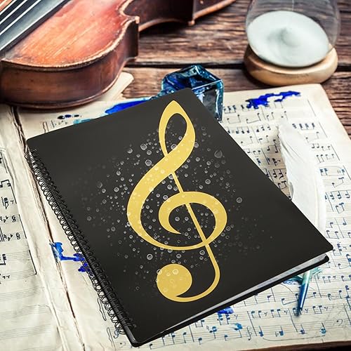 Miniatura 5 de Paquete de 2 carpetas de partituras, carpeta de música de 8.5 × 11, expansión de 4 páginas, 40 bolsillos, carpeta de coro para escribir (negro)