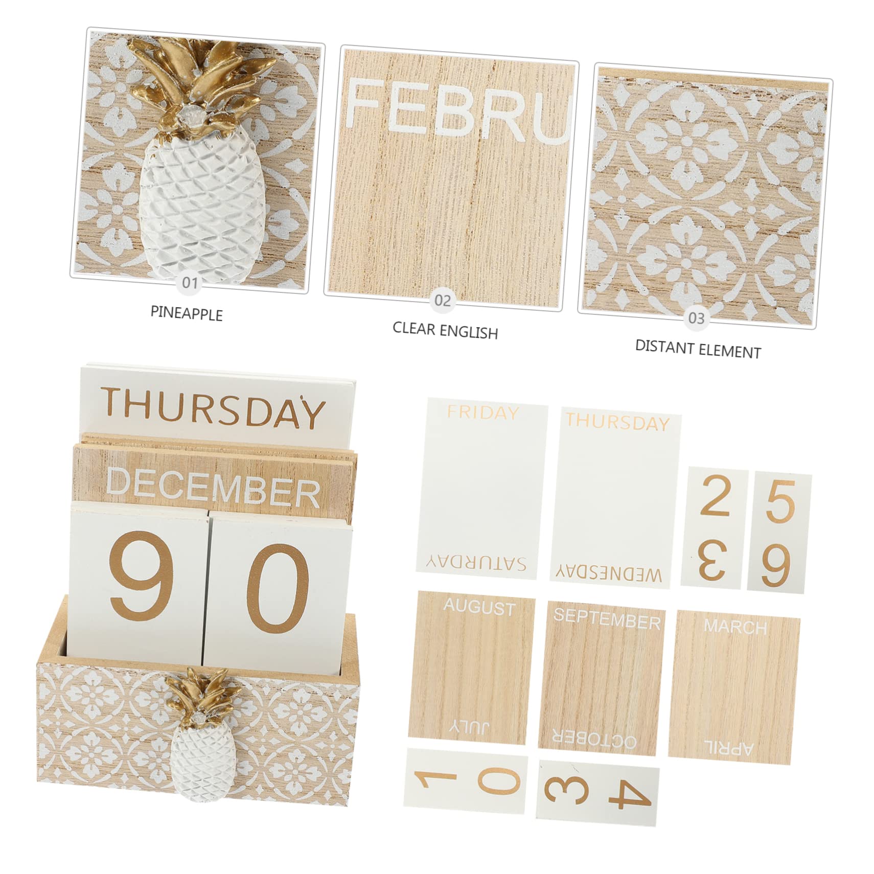 TEHAUX 2pezzi Calendario Da Tavolo Legno Rimovibile Decorazione Per Ufficio e Casa Design Artistico Per Scrivania Adatto Per Scuole e Hotel