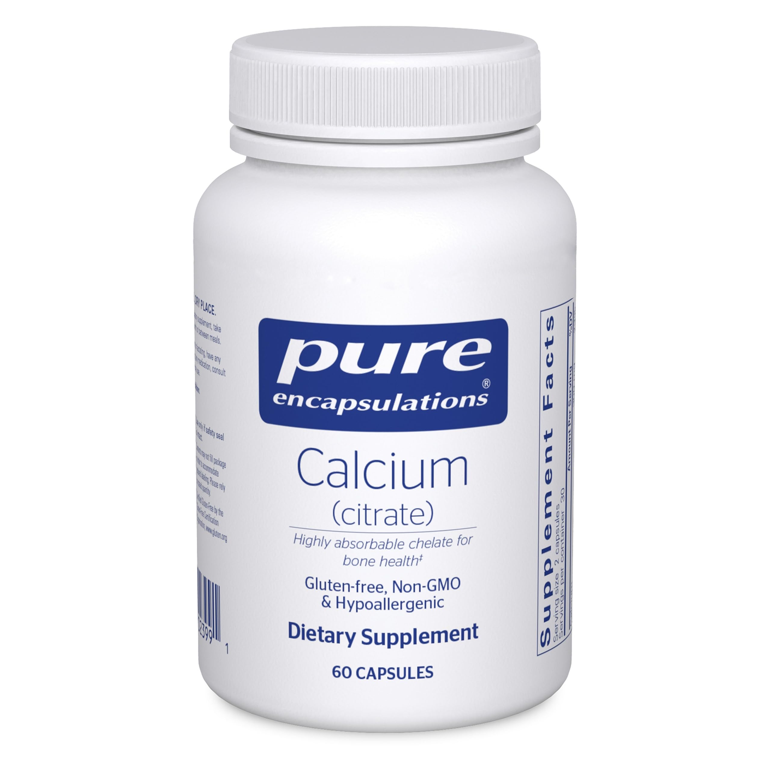 Pure Encapsulations Calcium (Citrate) - Supplement for Bone, Teeth, Colon, and Cardiovascular Health Support* - with Premium Calcium Citrate - 60 Capsules