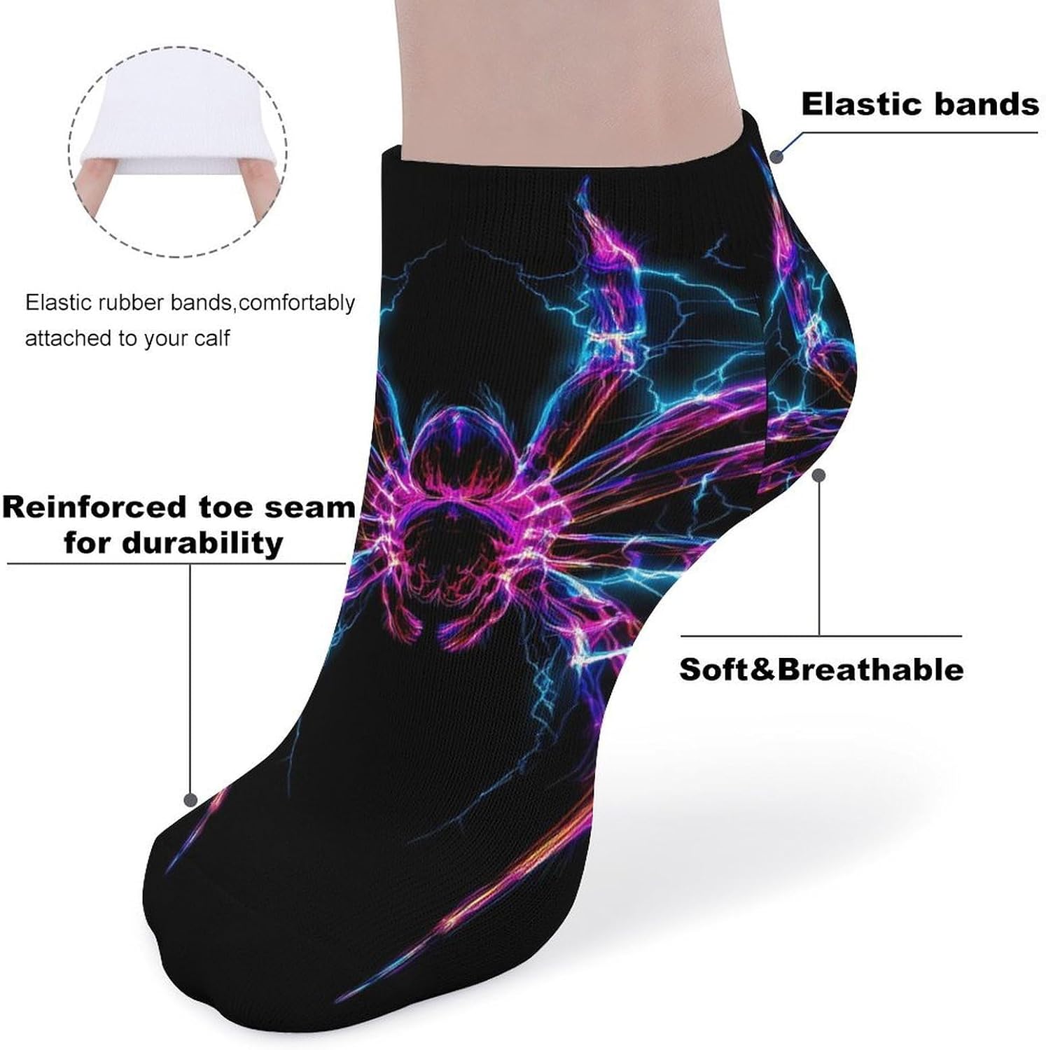 Spider Thunder Mens Socks No Show Low Cut Ankle Sock for Sports