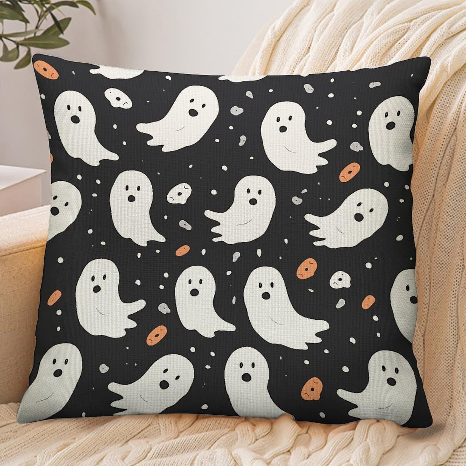 Fekiloot Style Cute Ghost Halloween Pattern Pillowcase Pillow Sham Pillow Case