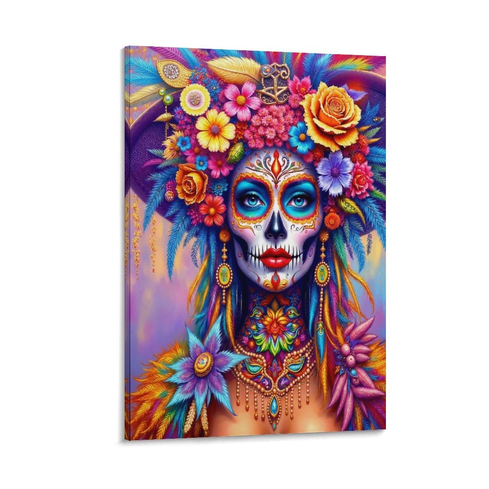 DHBANEIOK Day of Dead Woman_1 Poster Artwork Giclee Canvas Prints Modern Wall Art Picture Wall Hanging for Living Room Bedroom Home Decorations 24x36inch(60x90cm)