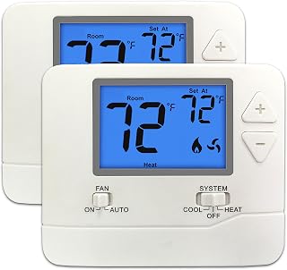 ELECTECK 2-Pack Non-Programmable Digital Thermostat, 1 Heat/1 Cool, Large 4.5" Backlit Display, Easy Install for Single-Stage HVAC Systems