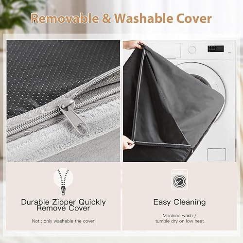 Miniatura 4 de WNPETHOME - Cama ortopédica para jaula de perros, impermeable, con funda extraíble y lavable, base antideslizante, colchoneta acolchada con