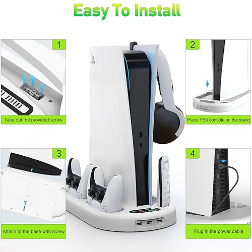 Miniatura 6 de for PS5 Stand Cooling Station with Dual PS5 Charging Station Playstation 5 Console Cooler for ps5 Host Docking Station with Cooling Fan PS5