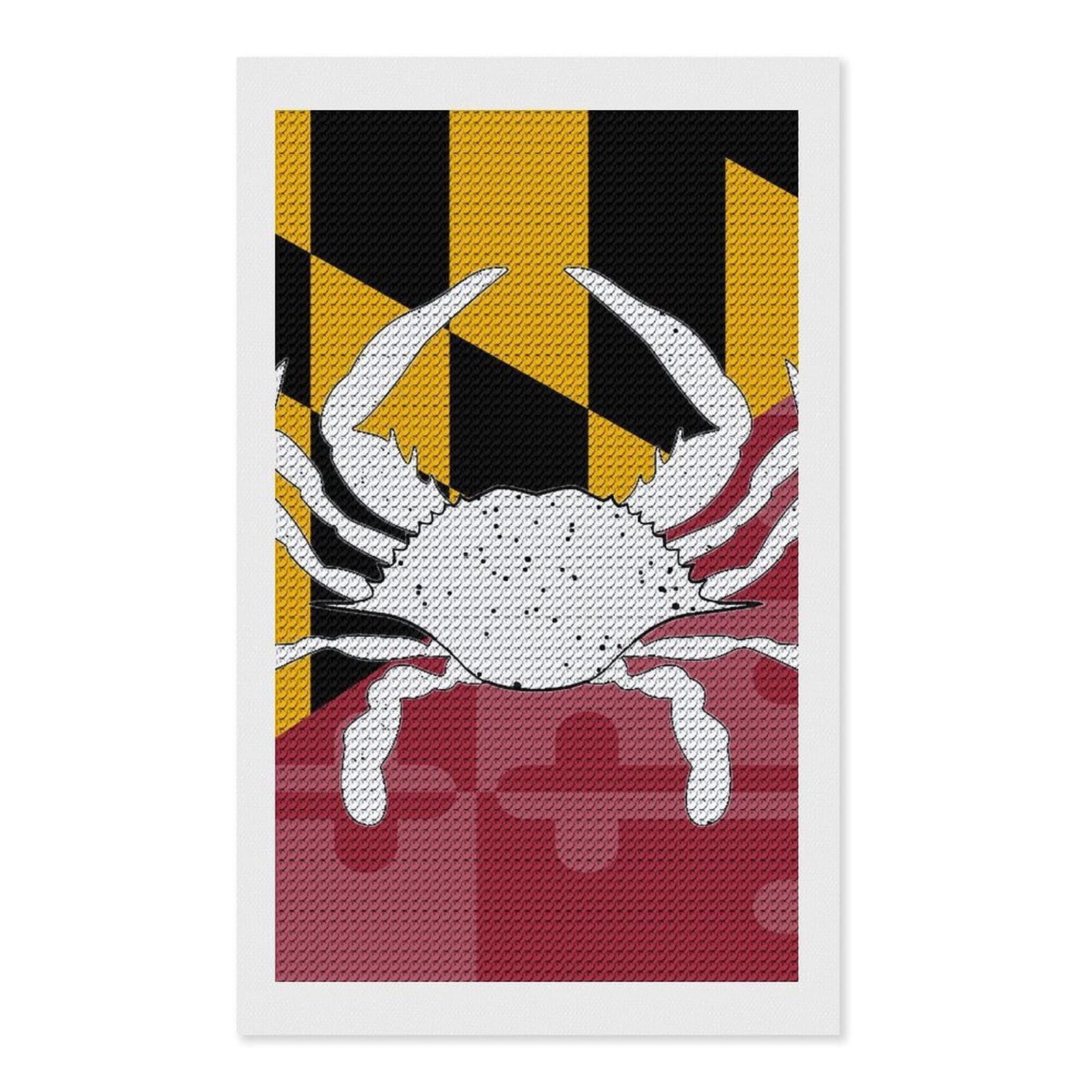 Nclqvjxzkhw Style Maryland Flag Crab Diamond Art Painting For Adult Round Diamonds Pictures Arts Crafts Home Wall Decor 12"X20"