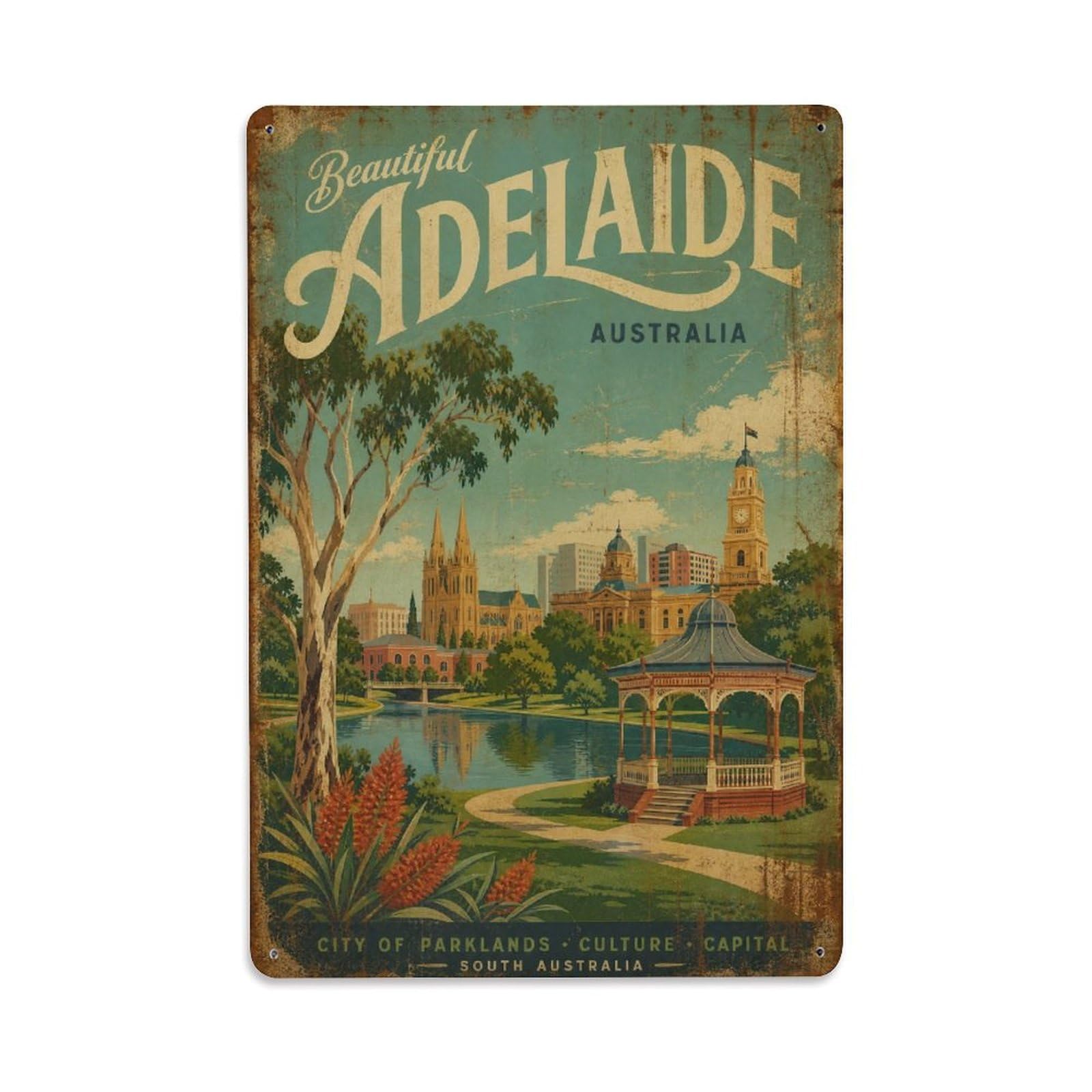 Australia Adelaide Heritage Travel Classic Metal Tin Sign