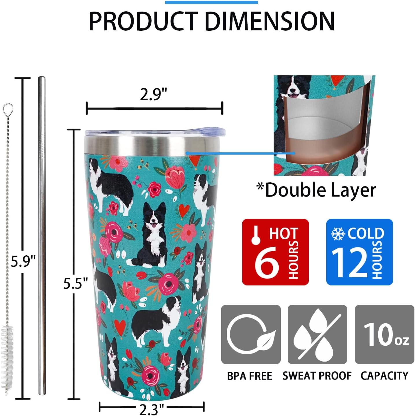 Daylor Vaso De 40 Onzas Con Asa Y Tapa Con Popote, Taza De Viaje Aislada De Acero Inoxidable, Taza De Viaje Frenchie Mama Bulldog Francés (cuarzo Rosa