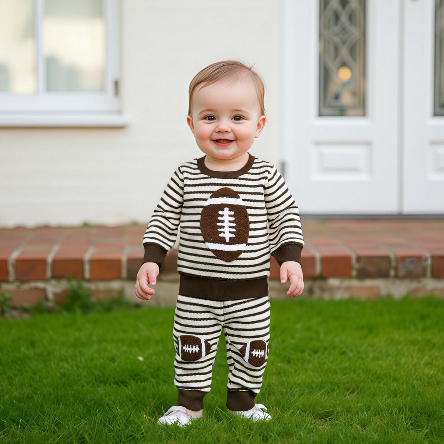 Mubineo Toddler Baby Boy Clothes Football Outfits Girl Long Sleeve Sweatshirt Pant Set Infant Fall Winter Newborn Outfit - Image 2