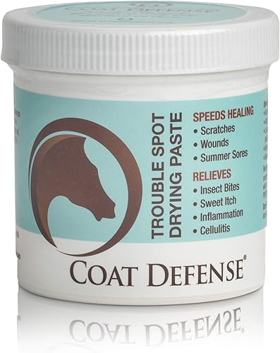COAT DEFENSE Trouble - Pasta de secado para caballos Cuidado natural de heridas equinas que proporciona un alivio seguro y eficaz de arañazos,