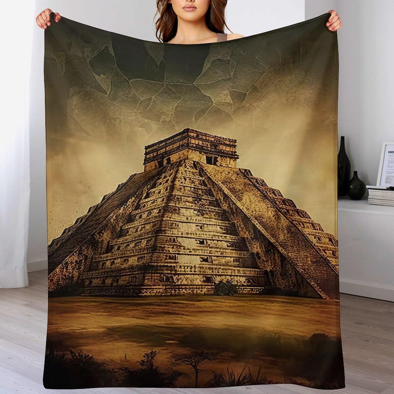 Manta de franela Chichen Itza 3D ultra suave y cálida para el frío