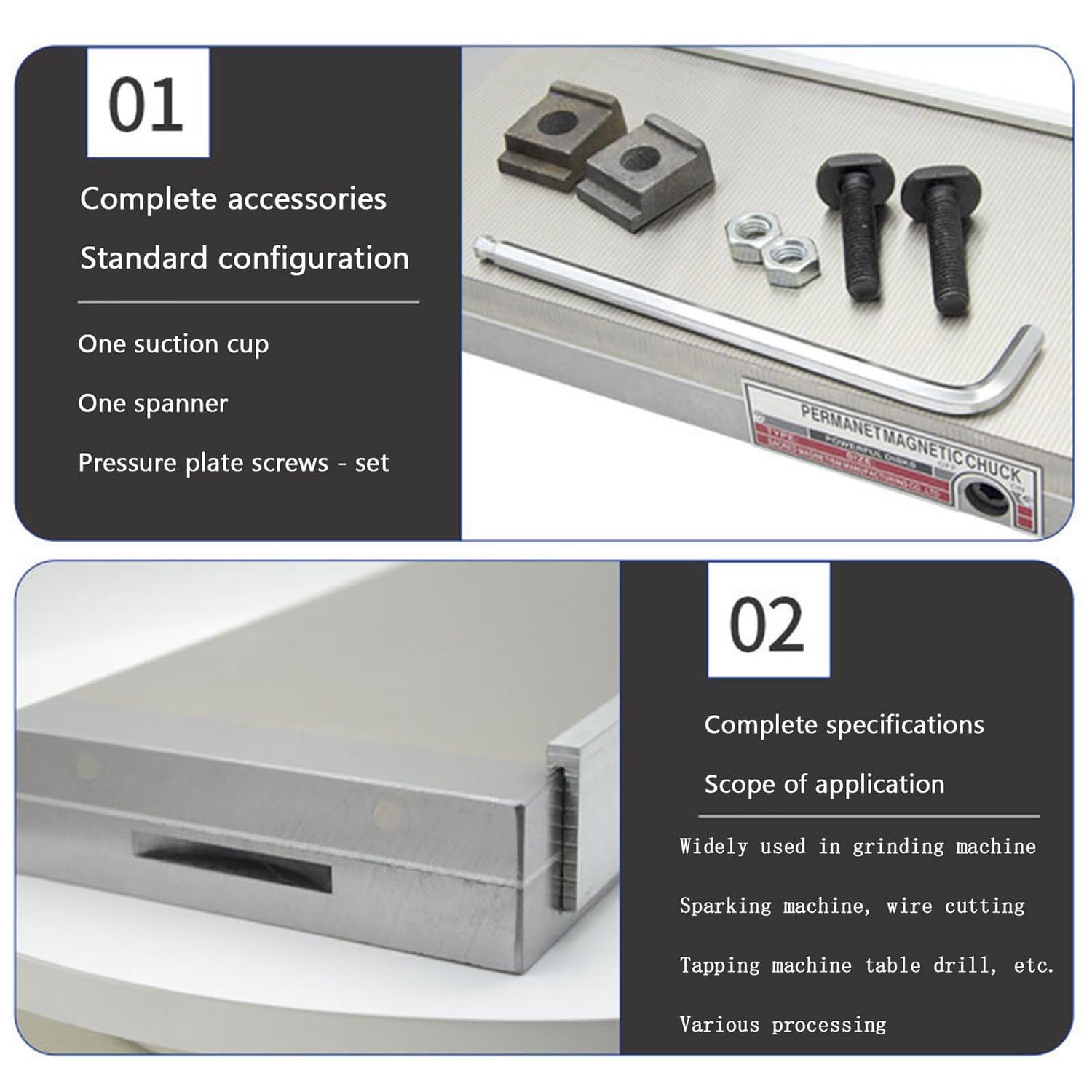 Portabrocas magnético Permanente, portabrocas magnético para Amoladora de Superficie Rectangular para rectificadora, Mesa magnética de tensión, portabrocas Sellado Potente Bredcopper