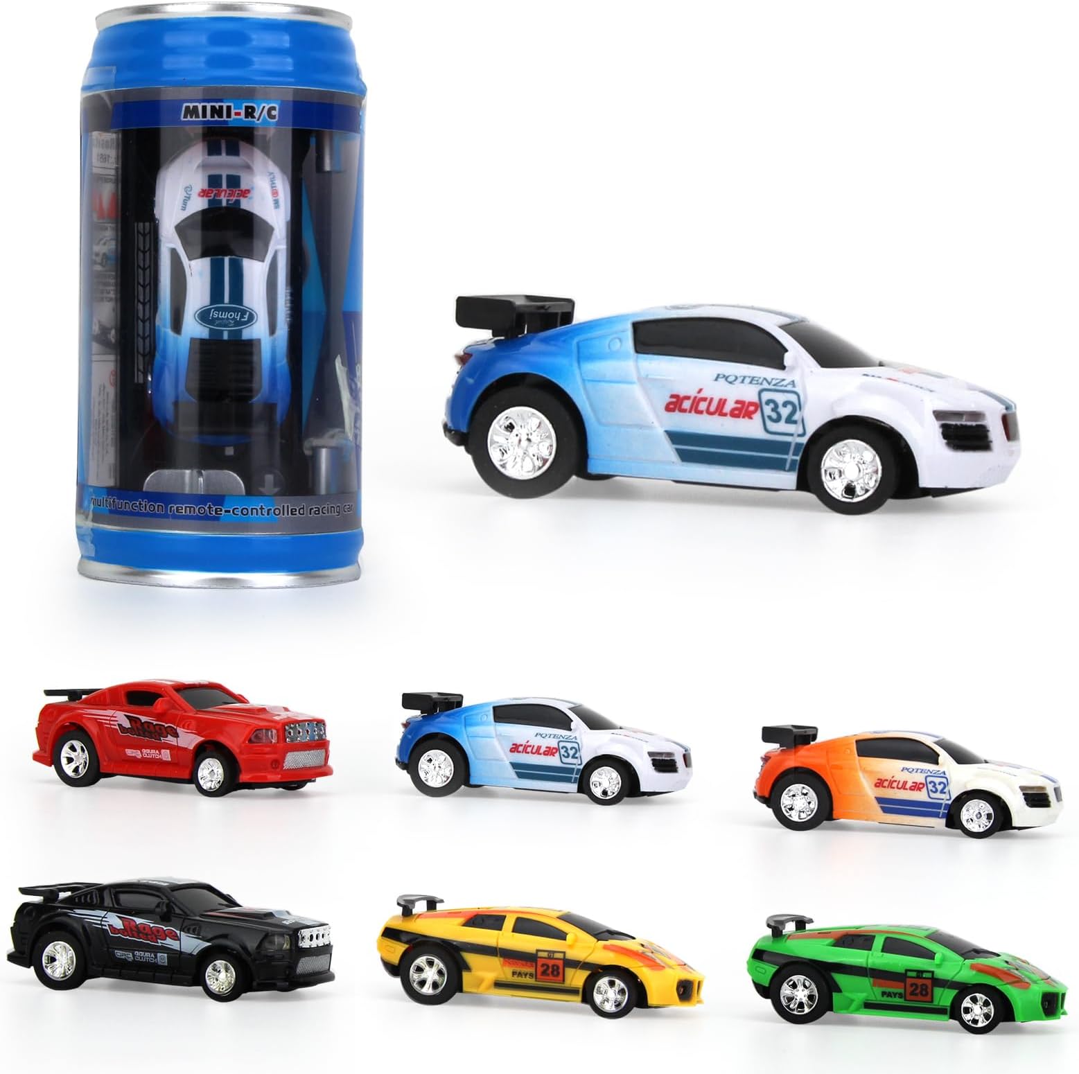 haomsj Mini Coke Can Speed Rc Radio Remote Conrtol Micro Racing Car with Led Lingts Kids Toys Gift (1PC)