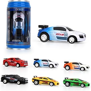 haomsj Mini Coke Can Speed Rc Radio Remote Conrtol Micro Racing Car with Led Lingts Kids Toys Gift (1PC)