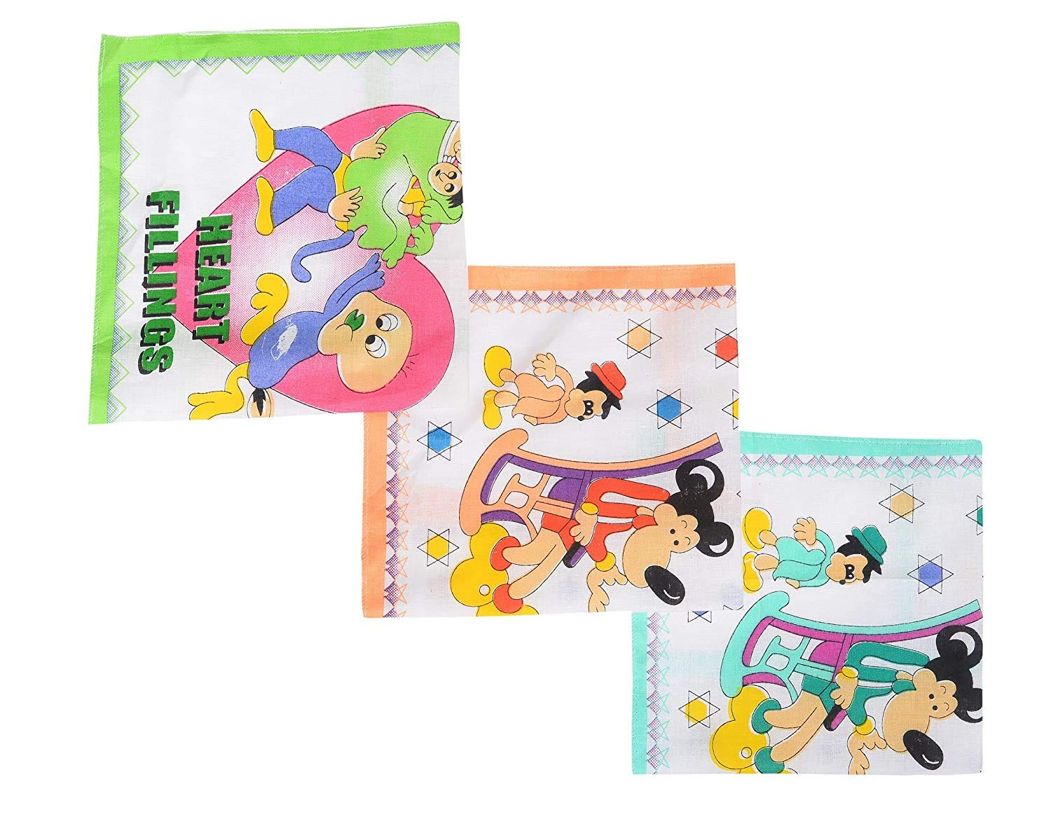 zeki Boy's & Girl's Multi Cartoon Printed Kids Cotton Handkerchiefs (pack of 3)-picture-3