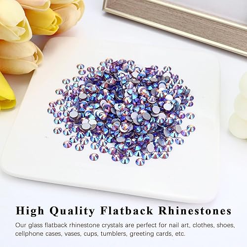 Miniatura 10 de Briskbloom Diamantes de imitación de cristal con parte trasera plana, gemas redondas para arte de uñas y manualidades, fijación de pegamento, Siam