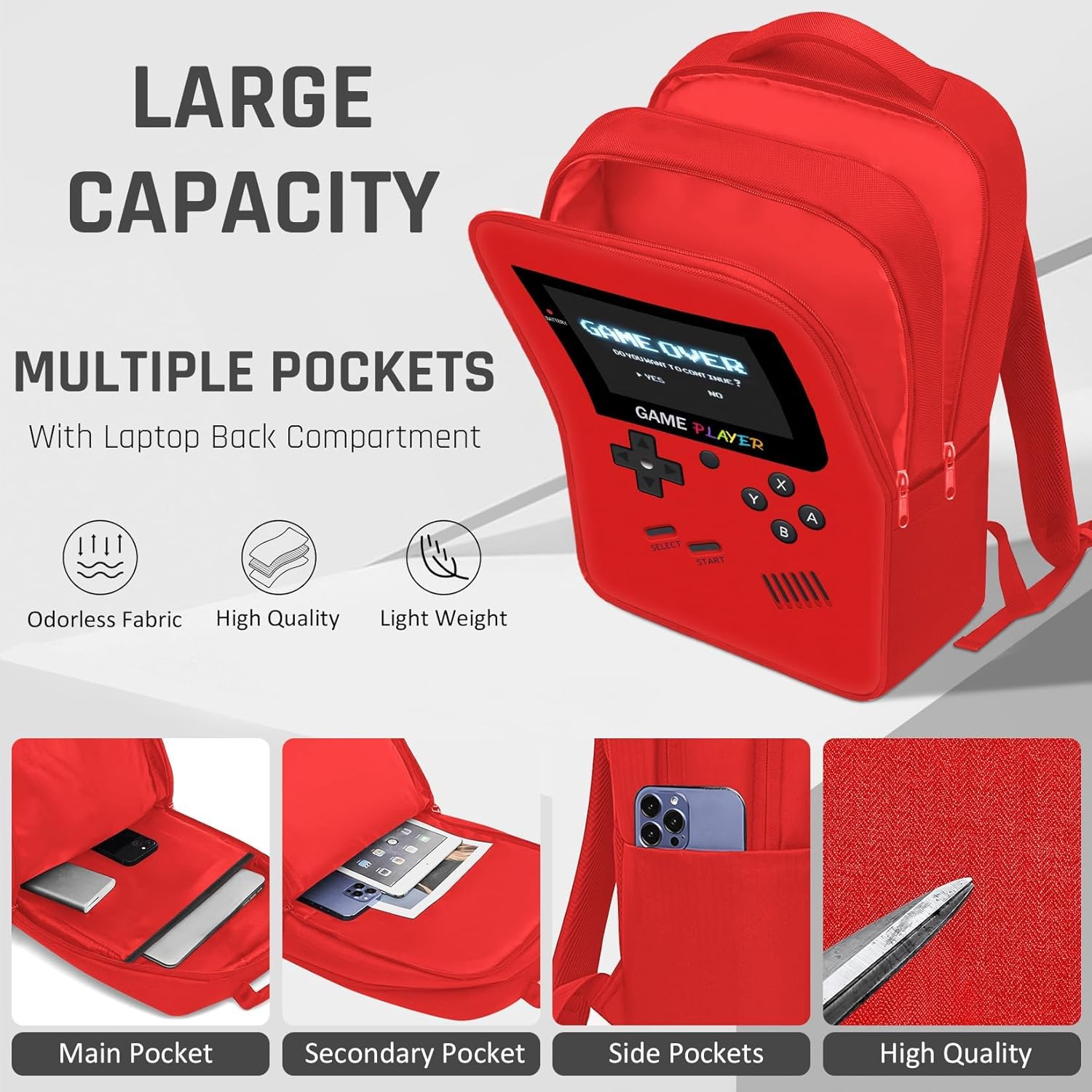 School Backpack for Boys,3pcs Gamer Boys Backpack with Lunch Box Set for Kids Children Teens Elementary Middle School,17" Large Capacity Student Bookbag & Multifunctional Video Game Travel Bag - Image 2