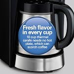 Hamilton Beach Programmable Drip Coffee Maker with 10 Cup Thermal Carafe | 3 Brewing Options | Auto Shutoff & Pause and Pour | Stainless Steel | 46899R
