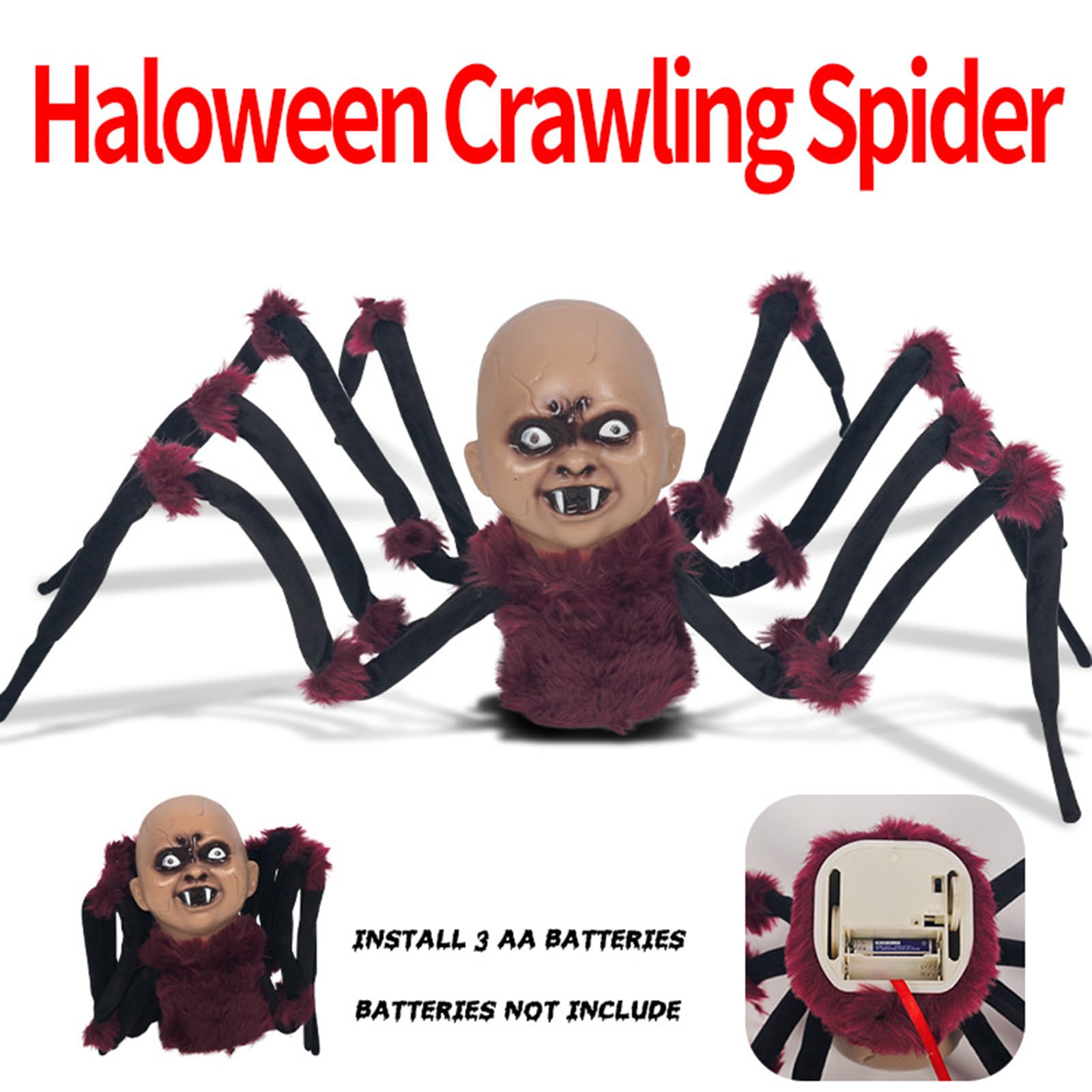 Ragni animatronici a Batteria con Movimento di strisciamento Realistico per allestimenti Horror di Halloween Interni/Esterni e Accessori per Feste a Tema Horror