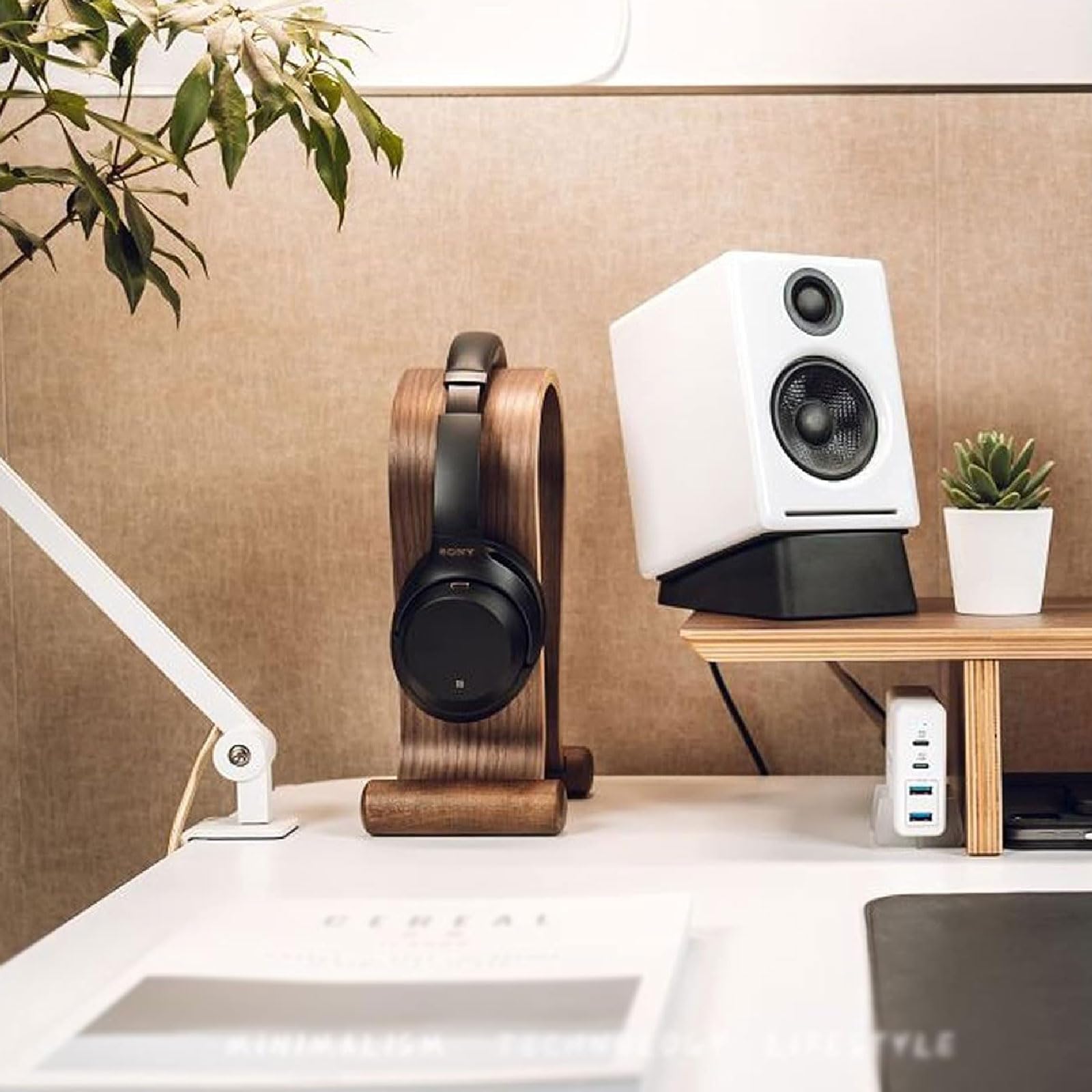 TOMRAIN Soporte de Madera para Auriculares, Soporte para Auriculares, protección para Auriculares, Colgador de Auriculares de Escritorio para Juegos de PC en cibercafés, Soporte para Auriculares