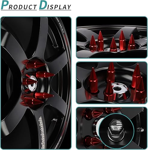 Miniatura 5 de YeshineAuto 20PCS M12x1.5 Anti Theft Wheel Spikes Lug Nut,Replacement for 2006-2019 Fusion,2012-2019 Focus,2001-2019 Escape Aftermarket Wheel(Red)