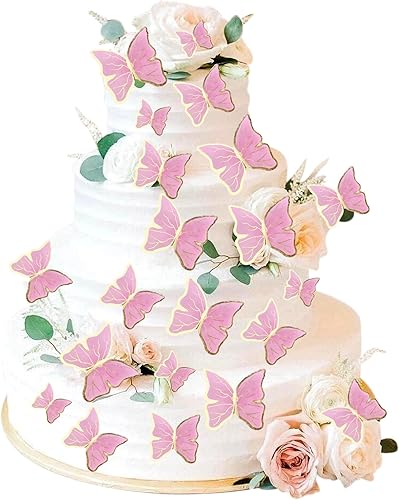 30 adornos de mariposa para tartas 3D moradas y doradas, decoración de pasteles de fiesta de cumpleaños, suministros para aniversario, boda, fiesta,