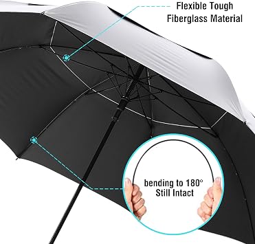 G4Free Huge Golf Umbrella UV Protection Auto Open Windproof Umbrella Oversized Extra Large Vented Double Canopy for Family