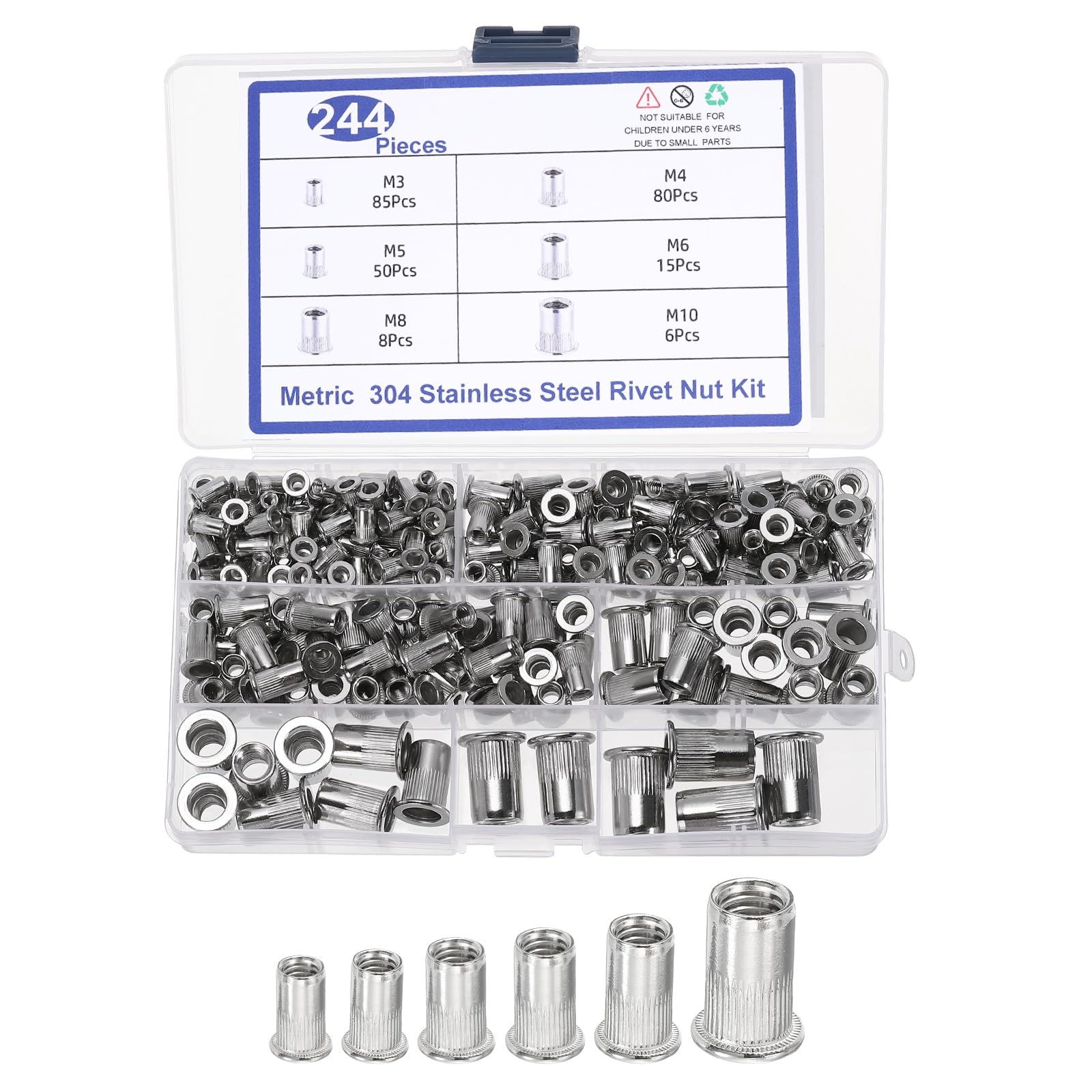 Écrous à rivet pour décoration d'intérieur et rénovation auto, inserts filetés inox M3 à M10