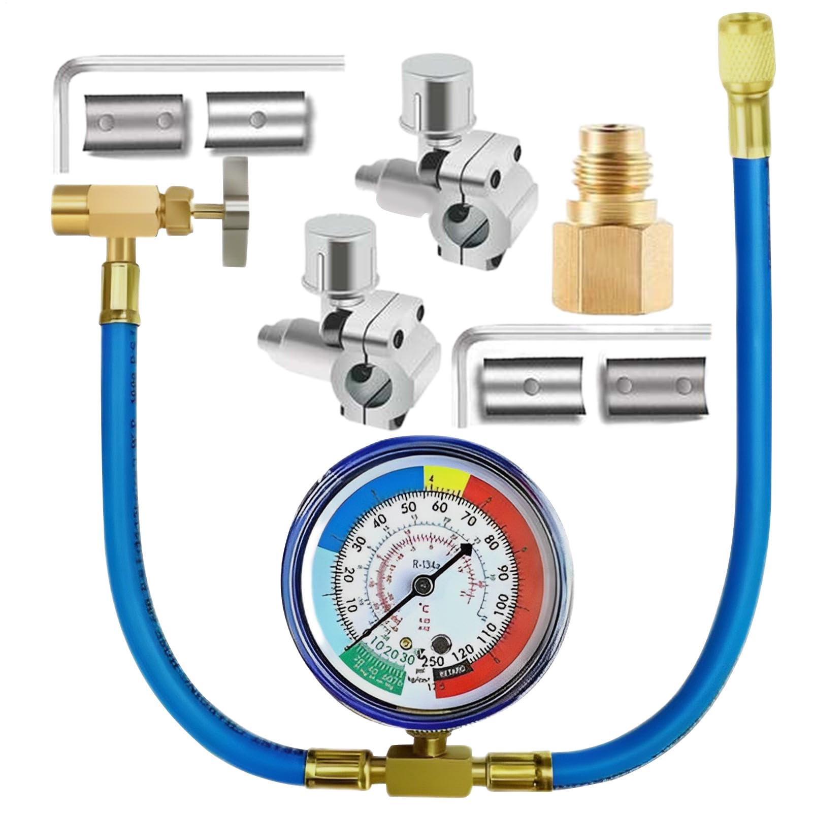 Kit De Recharge Pour Climatisation,Kit Recharge Climatisation Auto - Ensemble Tuyau Avec Valve Perçage Et Embout Pour Gaz Réfrigérant Maintenance Entretien Saisonnier Atelier Domicile
