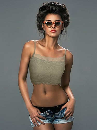 Miniatura 5 de Bencailor Paquete de 6 camisolas de encaje para mujer, parte superior sin mangas, brasier corto para niñas