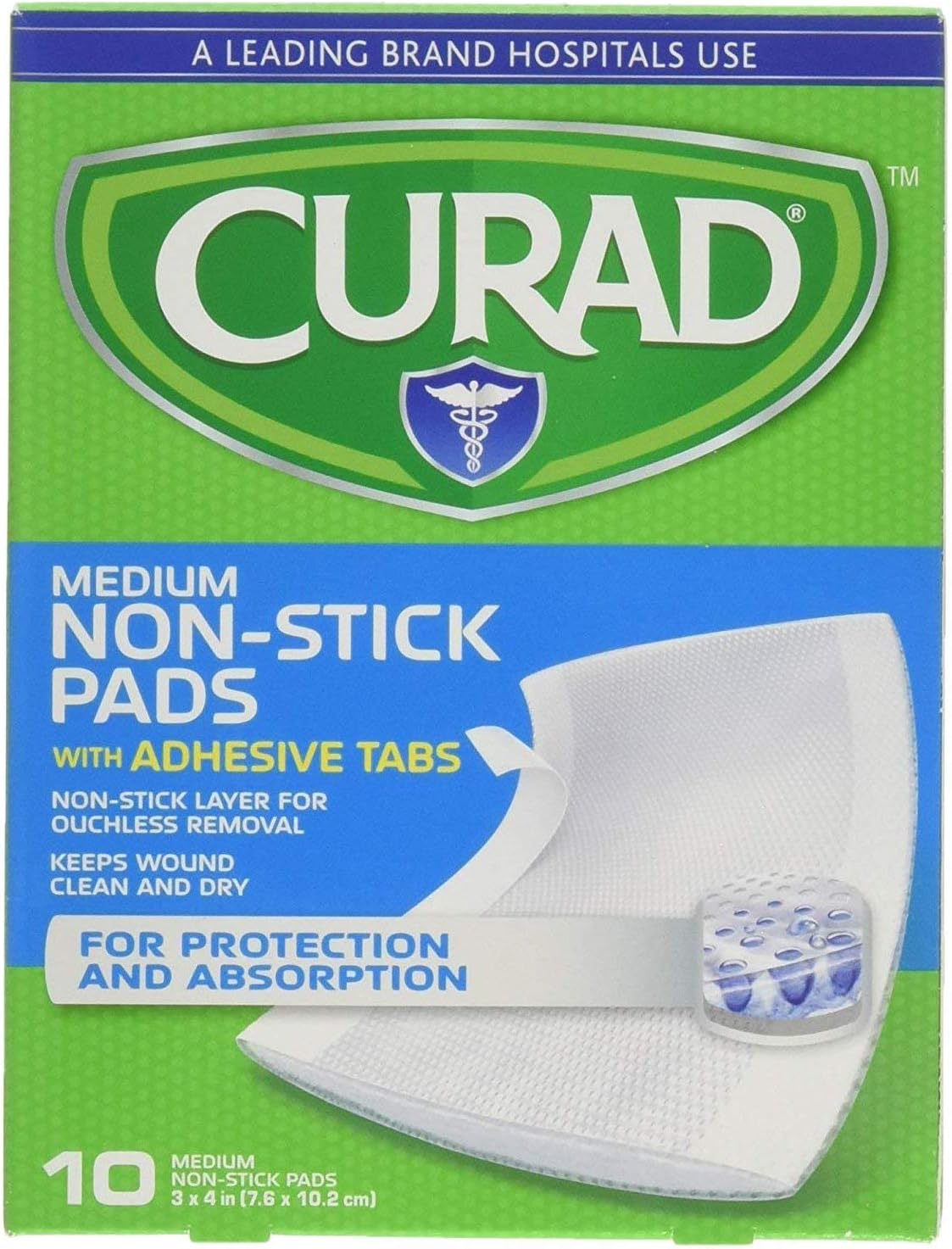 Curad NonStick Pads With Adhesive Tabs 3 Inches X 4 Inches