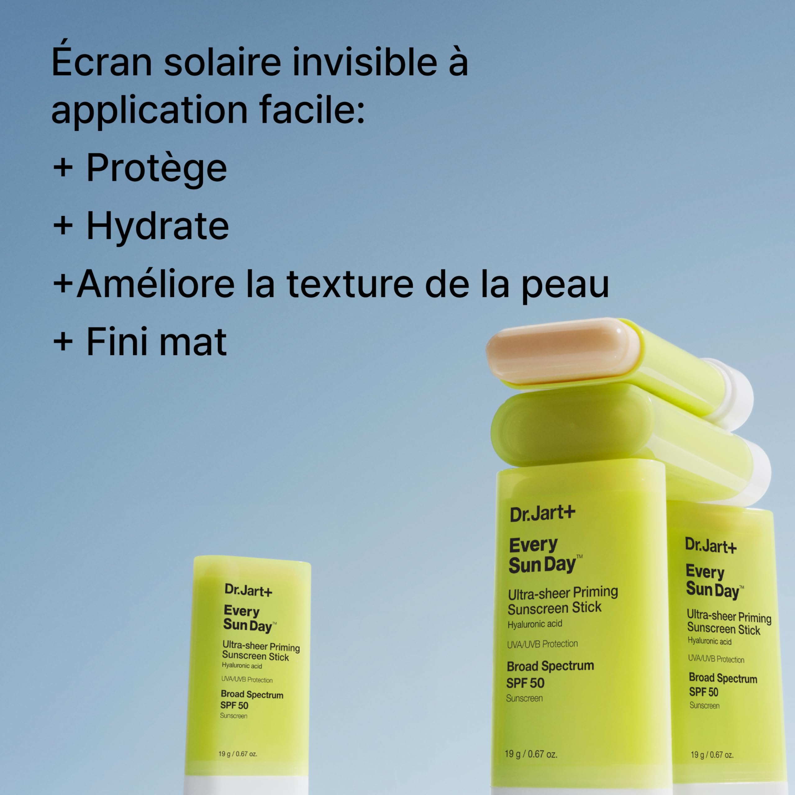 Dr.Jart+ Every Sun Day Priming Stick SPF 50 | Protection Solaire Visage Ultra Légère | Fini Invisible | Soin Coréen, 19 g